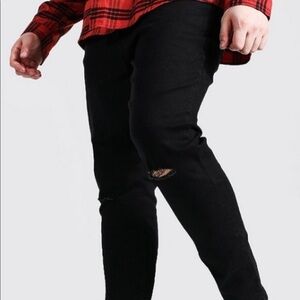Boohooman Plus Super Skinny Knee Slit Jeans - 46R